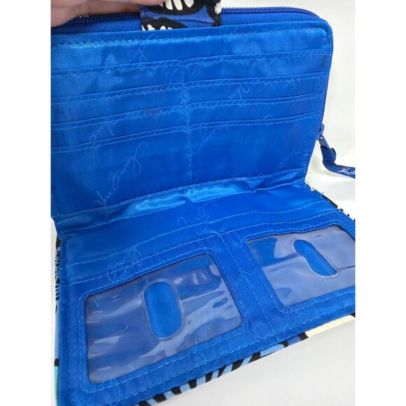 Vera Bradley Blue Bayou Turn Lock Wallet With Zipper Compartments & Floral Print - Picture 4 of 7